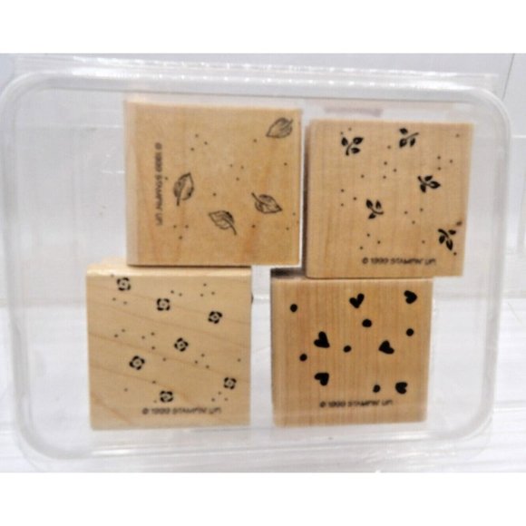 Stamp  Set of 4 Background Design Stamps  Stampin' Up! ©1999 1¾" x 1 ½" - Picture 1 of 2